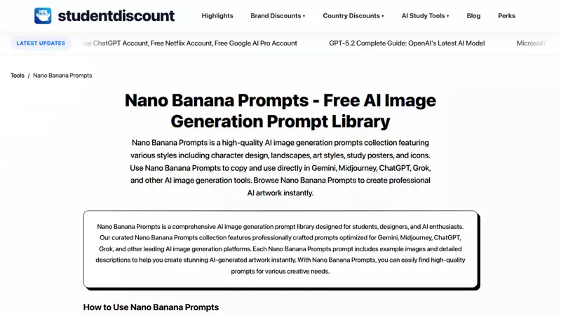 Nano Banana Prompts (StudentDiscount)
